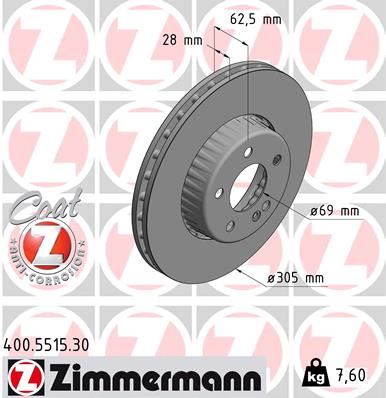 ZIMMERMANN 400.5515.30 Fren Diski On Mercedes W205 S205 C205 A205 W213 S213 C238