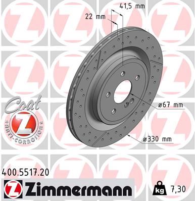 ZIMMERMANN 400.5517.20 Fren Diski Arka Mercedes Amg W176 C117 X117 X156 R172