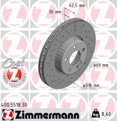 BRE-09.D527.23 Fren Diski Mercedes On Dis Cap 318mm (Amg Spor Tip  C-Class W205 14/ S205 14/ C205 15/ A205 16/ 