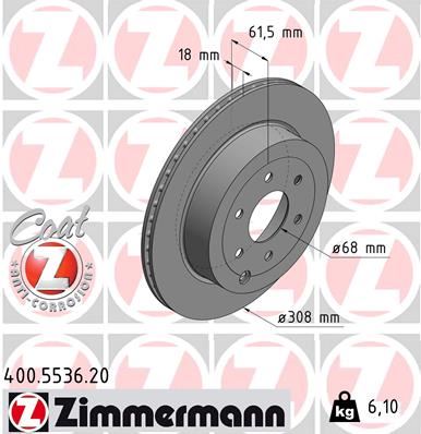ZIMMERMANN 400.5536.20 Fren Diski Arka Mercedes X-Class W470 17>