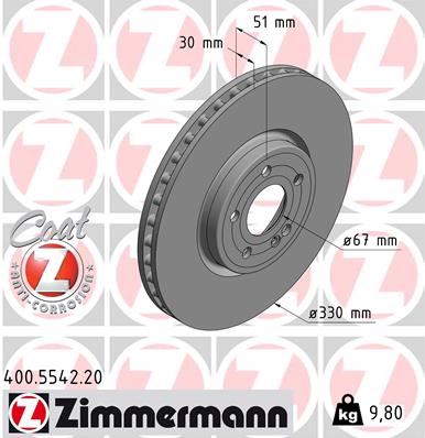 ZIMMERMANN 400.5542.20 Fren Diski On Mercedes W177 V177 W247 C118 X118 H247 X247