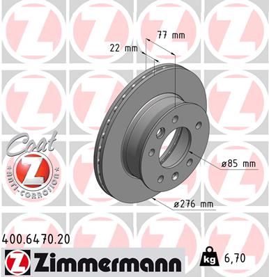 ZIMMERMANN 400.6470.20 Fren Diski On Mercedes Sprinter B901>B904 . Vw Lt 28-35-46