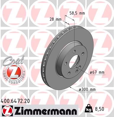 ZIMMERMANN 400.6472.20 Fren Diski On Mercedes Vito W639 W447