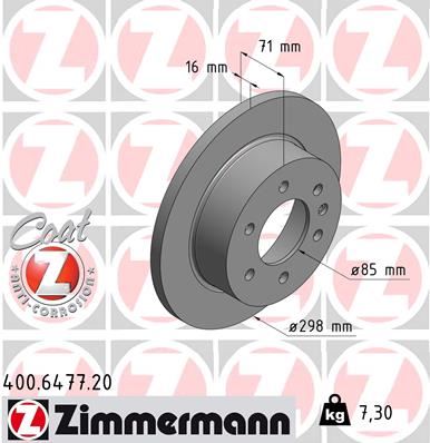 ZIMMERMANN 400.6477.20 Fren Diski Arka Mercedes Sprinter B906 B907 B910 . Vw Crafter 30-35-50