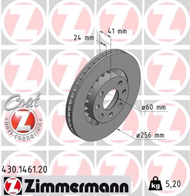 ZIMMERMANN 430.1461.20 Ön Fren Aynasi Astra F-Vectra A-B-Calibra A-Kadett E-Ascona C-Lanos 97 >Cielo 256x24x4dlxhavali 90487402-93182282-93182304