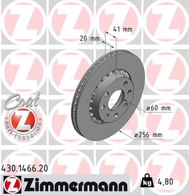 ZIMMERMANN 430.1466.20 Ön Fren Aynasi Astra F-Vectra A-Corsa B-Ascona C-Aveo-Kalos 03>13 256x20x4dlxhavali 569010-93182285