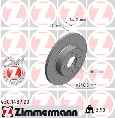 ZIMMERMANN 430.1487.20 Ön Fren Aynasi Opel Agila 1.0 1.2 16v 1.3 Cdti Twinport 00 > Suzuki Wagon R 1.3 4wd 00 > Dolu 247 X12x4dl