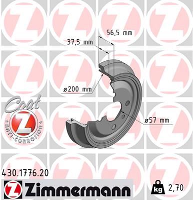 ZIMMERMANN 430.1776.20 Arka Kampana Astra F 1.4i-1.6i 91>98 Kadett 79>91 228x200x38x100x56 4dl