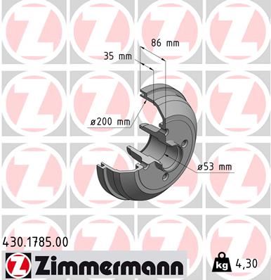 ZIMMERMANN 430.1785.00 Arka Fren Kampana Corsa C 01>11 Abs Siz