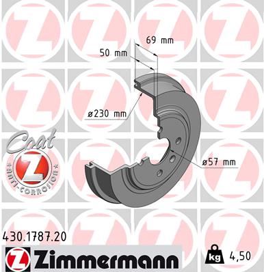 ZIMMERMANN 430.1787.20 Arka Fren Kampanasi Opel Astra G-Astra H Corsa C 230x48.5x4 4dl