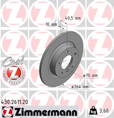 ZIMMERMANN 430.2611.20 Arka Fren Aynasi Opel Corsa D 06>14 Adam 14>19 Corsa E 14>19 Dolu 264x70x5dl