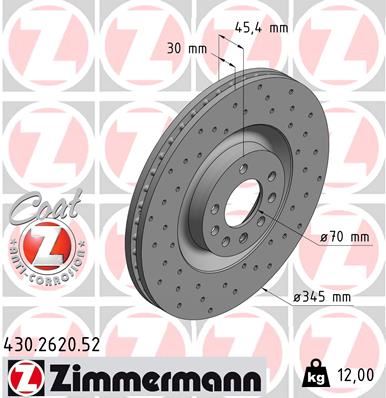 ZIMMERMANN 430.2620.52 Fren Disk Delikli Df4767s