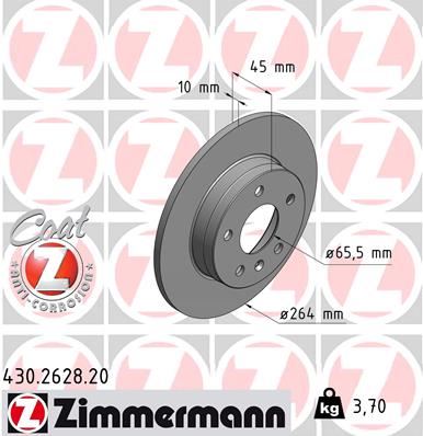 ZIMMERMANN 430.2628.20 Arka Fren Aynasi Zafira B 05>15 264x10x5dl Dolu