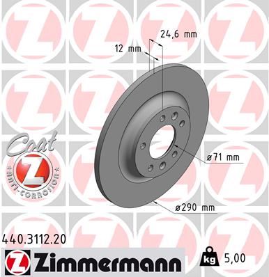 ZIMMERMANN 440.3112.20 Arka Fren Aynasi P407 04>11 P508 10>18 P607 00>11 Rcz 10>15 C5 08>17 290x12x35x5dl Dolu