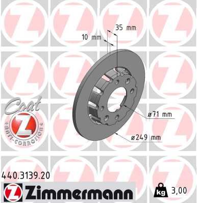 ZIMMERMANN 440.3139.20 Arka Fren Aynasi Corsa F 19> Mokka 20> 208 19> 2008 19> C4 20> Ds3 18> 249x35x4dl Dolu