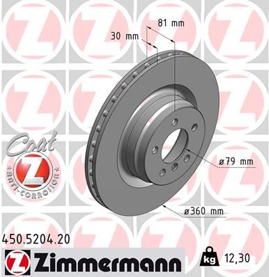 ZIMMERMANN 450.5204.20 Fren Diski On Land Rover Range Rover Iii L322