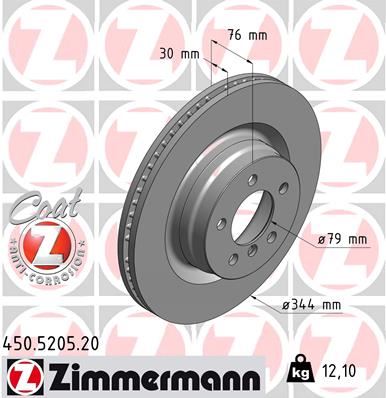 ZIMMERMANN 450.5205.20 Fren Diski On Land Rover Range Rover Iii L322 02>12