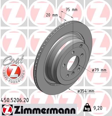 ZIMMERMANN 450.5206.20 Fren Diski Arka Land Rover Range Rover L320 L322