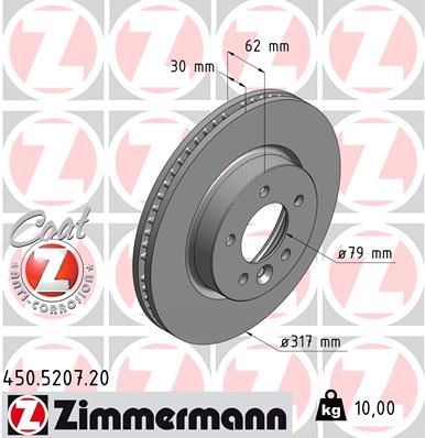 ZIMMERMANN 450.5207.20 Fren Diski On Land Rover Discovery Iii-Iv L319