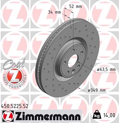 ZIMMERMANN 450.5225.52 Fren Disk Delikli