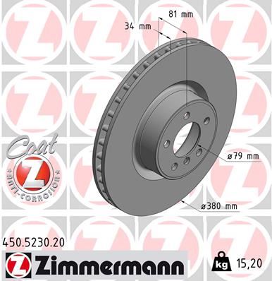 ZIMMERMANN 450.5230.20 Fren Diski On Land Rover Range Rover Iii L322