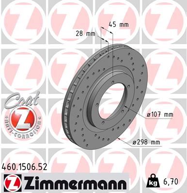 ZIMMERMANN 460.1506.52 Fren Disk Delikli