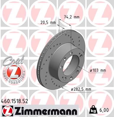ZIMMERMANN 460.1518.52 Fren Disk Delikli 986478414