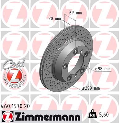 ZIMMERMANN 460.1570.20 Fren Diski 718 Boxster 2.0-718 Boxster 2.0 T-718 Boxster 2.5 Gts-718 Boxster 2.5 S-718 Cayman 2.0 0986479a09-Df6298s
