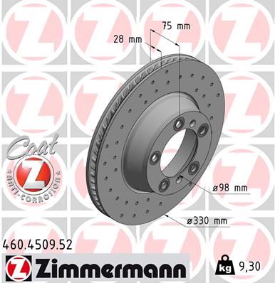 ZIMMERMANN 460.4509.52 Fren Disk Delikli