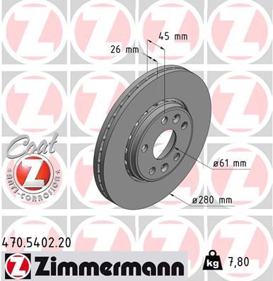 ZIMMERMANN 470.5402.20 Fren Diski Ön Renault Kangoo Ii 08> Mercedes Citan W415 12>21