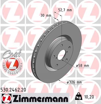 ZIMMERMANN 530.2462.20 Ön Fren Aynasi Subaru Impreza 05> 326x30x28xhavali Df4949s