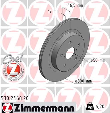 ZIMMERMANN 530.2468.20 Fren Diski Legacy 2.5 I-Legacy 3.6-Levorg 1.6 Gt-Levorg 2.0 I-Outback 2.0 D-Outback 2.5-Outback 3.6 0986479d64