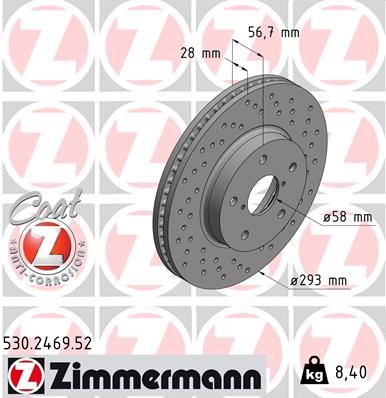 ZIMMERMANN 530.2469.52 Fren Disk Delikli