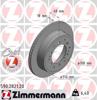 ZIMMERMANN 590.2821.20 Arka Fren Aynasi Toyota Land Cruiser 150 09 > Havali 312mm/6d Df6342