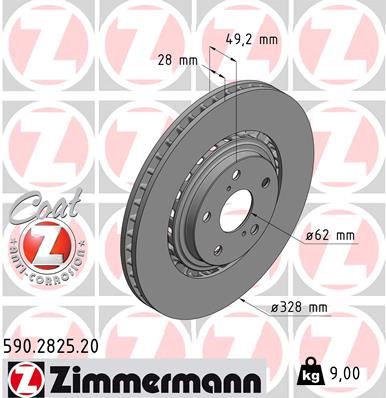 ZIMMERMANN 590.2825.20 Ön Fren Diski Hava Kanalli Toyota Rav4 2.0l 1adftv Ala40 13-> / 2.5l 2arfxe Hybrid Ava42 15-18 32 8 Çap X 5 Bijon - Adet Disk Fiyatıdır 17 İnç Jant
