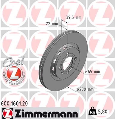 ZIMMERMANN 600.1601.20 Fren Diski Ön Corrado 1988-1993-Golf Ii 1988-1991-Passat 1988-1997 986478508-Df2631