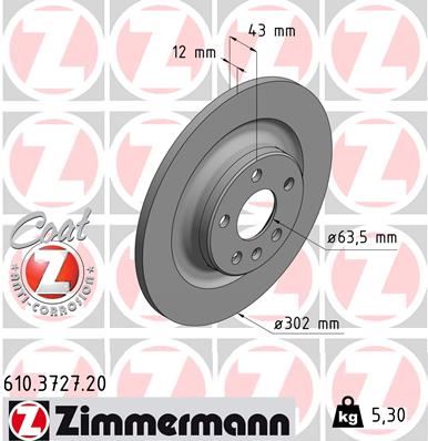 ZIMMERMANN 610.3727.20 Arka Fren Aynasi Volvo S60 Iii-19 > V60 18 >V90 16 > Xc60 17 > S90 16 > 302x5dl 16 İnç 0986479f31-Df6588