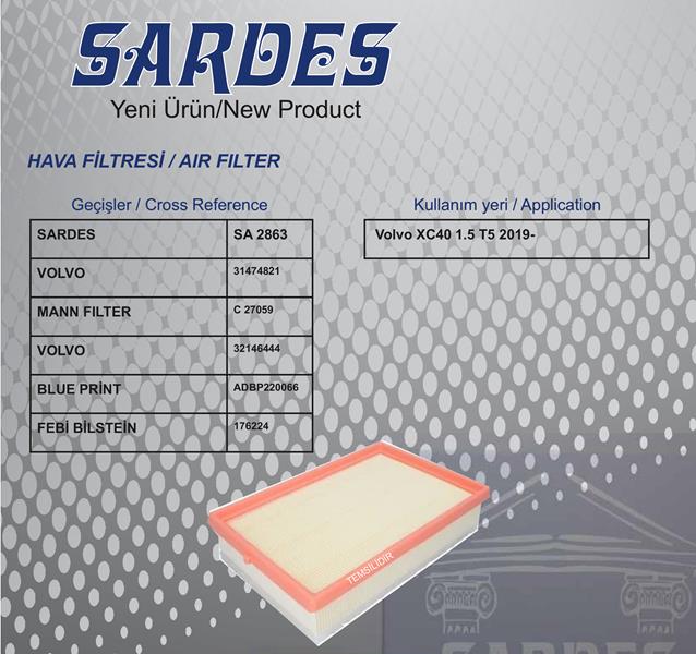 SARDES SA2863 Hava Filtresi Volvo Xc40 19> T4-T5