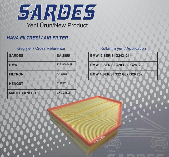 SARDES SA2855 Hava Filtresi Bmw B47 G42 G20 G21 G28 G22 G23 G26