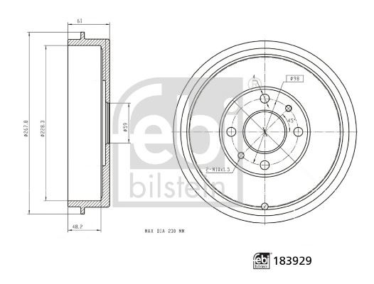 FEBI 183929 Arka Fren Kampanasi Fiat Albea 00> Doblo 01> Fiorino 09> Linea 09> Marea 00> Tempra 92>96 Tipo 90>95 Uno 98>06 Peugeot Bipper 08> Citroen Nemo 08> 228.2 Mm 4 Delik