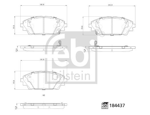 FEBI 184437 Fren Balatasi Takimi Montaj Malzemesi Olan Mazda
