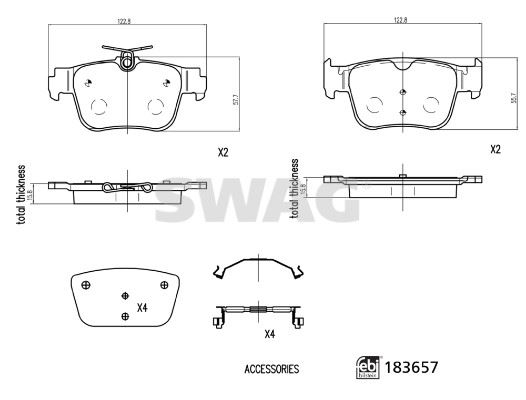 DEL-LP3669 Arka Fren Balatasi-310x22 (Audi A3 20-  Seat Leon 20-  Skoda Octavia 20-)