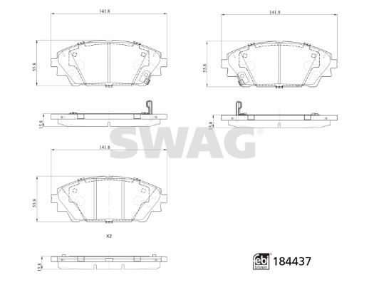 SWAG 33109371 Fren Balatasi Takimi Montaj Malzemesi Olan Mazda Febi 184437