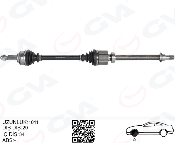 RN-8224 Komple Aks Sag On Uzunluk 1011mm Renault Kadjar 1.5 Dci A-T 2015-