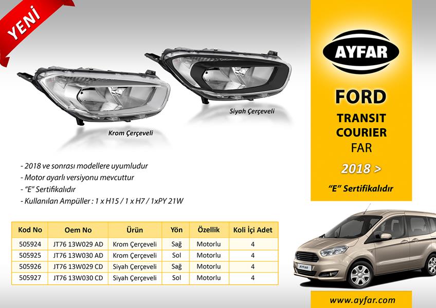AYFAR 505924 Far Sağ Krom Çerçeveli Ford Transit Courier 18 >