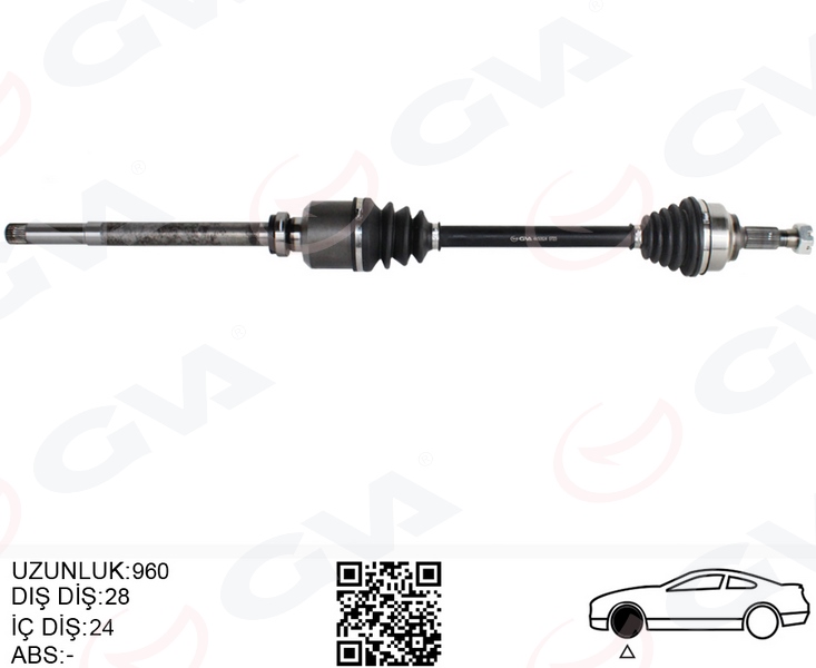VEKA FI-8048 Komple Aks Sag On Uzunluk 958mm Citroen C5 Iii 1.6 Hdi M-T 2008-2015/ Jumpy Ii 1.6 Hdi  2006-/ Peugeot 407 1.6 Hdi 2004-/ Expert Tepee 1.6 Hdi 2007-/ Fiat Scudo 1.6 Mjt 2007-