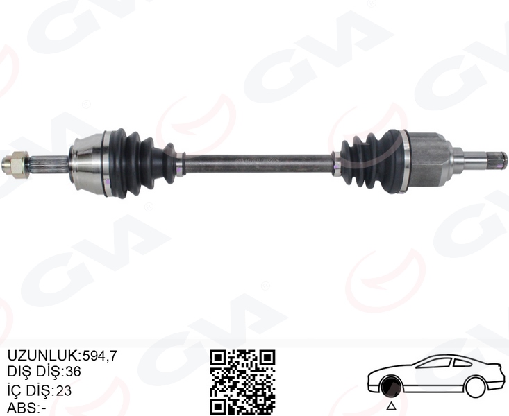 FI-8057 Komple Aks Sol On Fiat Doblo (119,223) 1.4  Uzunluk 636mm 2001-2010