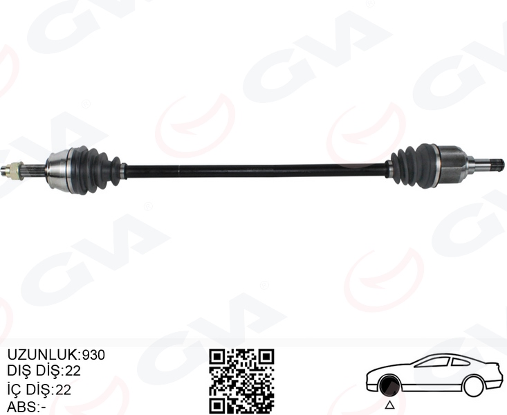 VEKA FI-8058 Komple Aks Sağ Ön Fiat Doblo (119,223) 1.4  Uzunluk 930,5mm 2001-2010