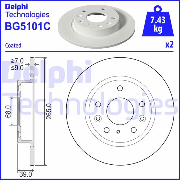DEL-BG5101C Fren Diski (Ciftli Paket) - Boyali, Deliksiz