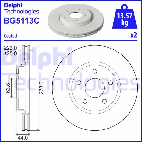 DELPHI BG5113C Ön Fren Diski Ford Puma 22> Courier 24>